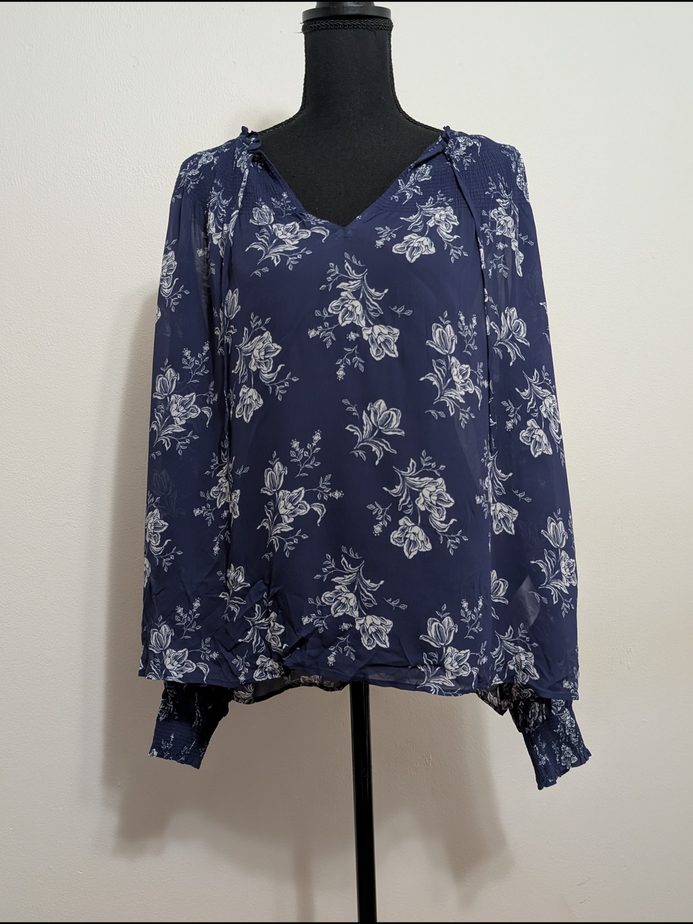 Polo Ralph Lauren Navy Floral V-Neck Blouse L